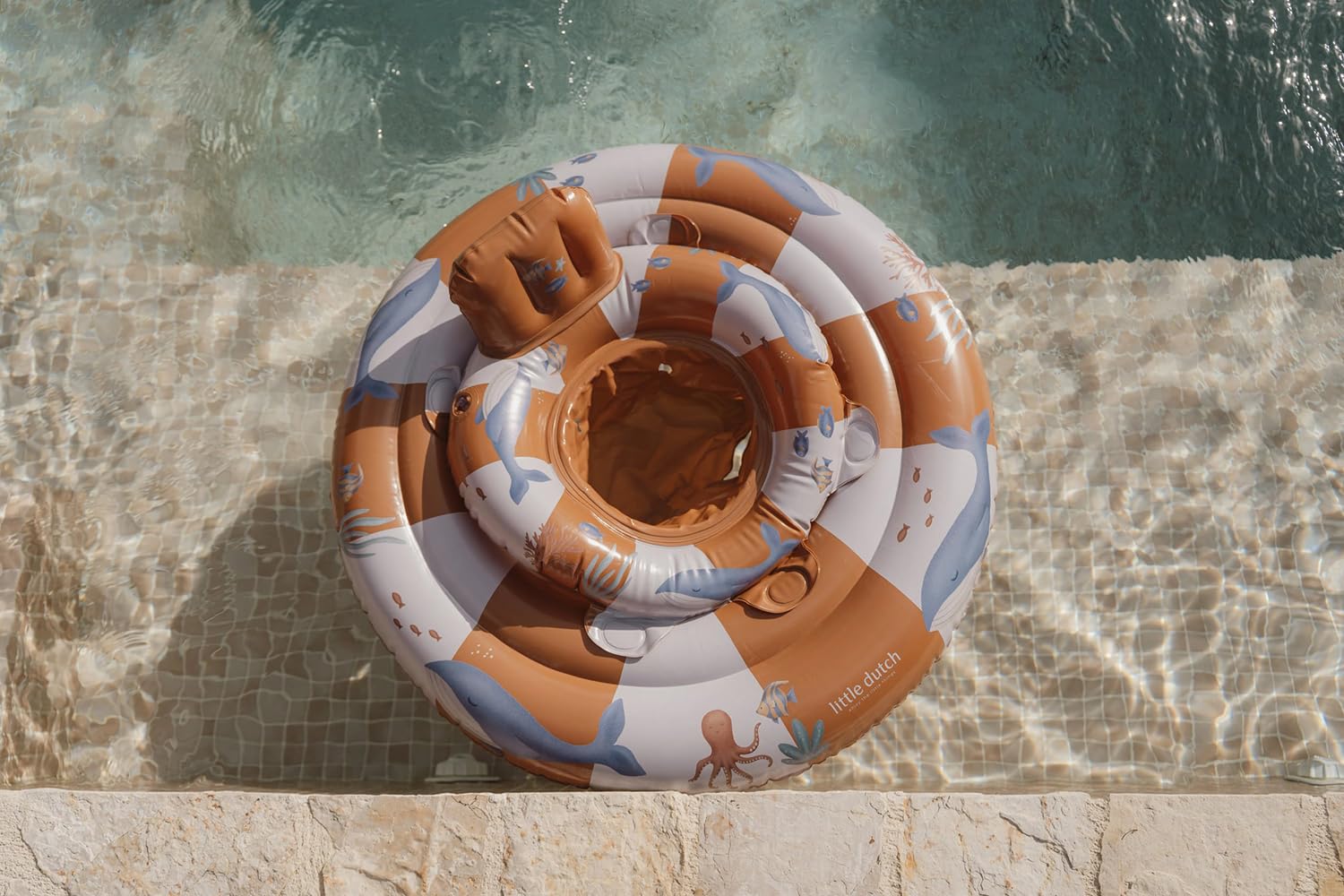 Little Dutch Seggiolino da nuoto per bambini, con anello di galleggiamento, gonfiabile, per ragazzi a partire dai 6 mesi, Ocean World arancione
