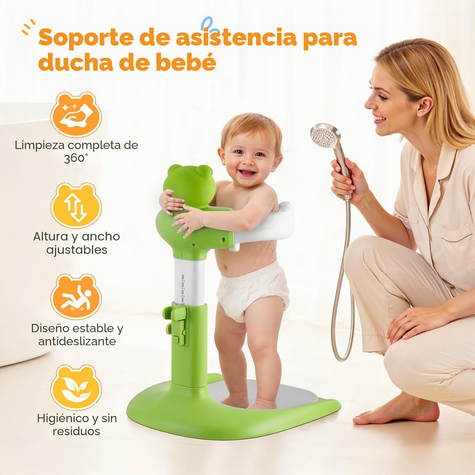 Soporte De Pie Para Niños Pequeños,Soporte de Bañera para Bebé con base antideslizante,baby shower para 8-36 Meses Para Niños Y Niñas,Bañarse y Cambiar Pañales