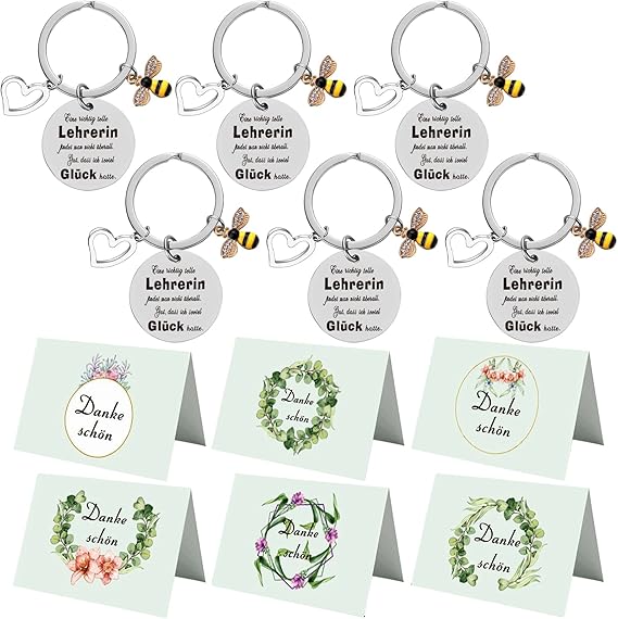 Lehrer Abschiedsgeschenk Set - Kosmetiktasche, Lesezeichen & Schlüsselanhänger - Dankeschön Geschenk