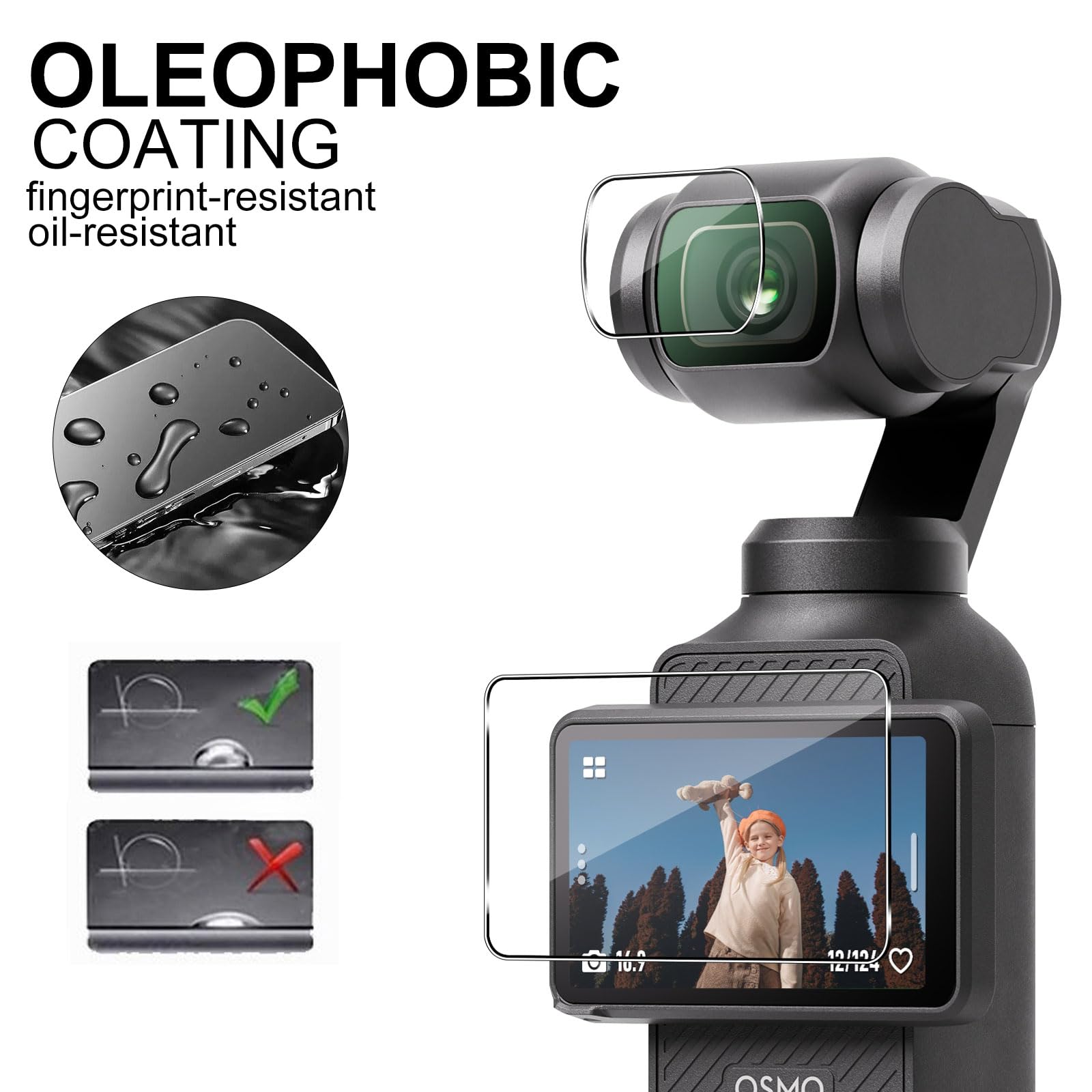 Pack Protection écran DJI Osmo Nano - 3 Verres Trempés 9H + 2 Protecteurs Caméra Arrière - Anti-rayures