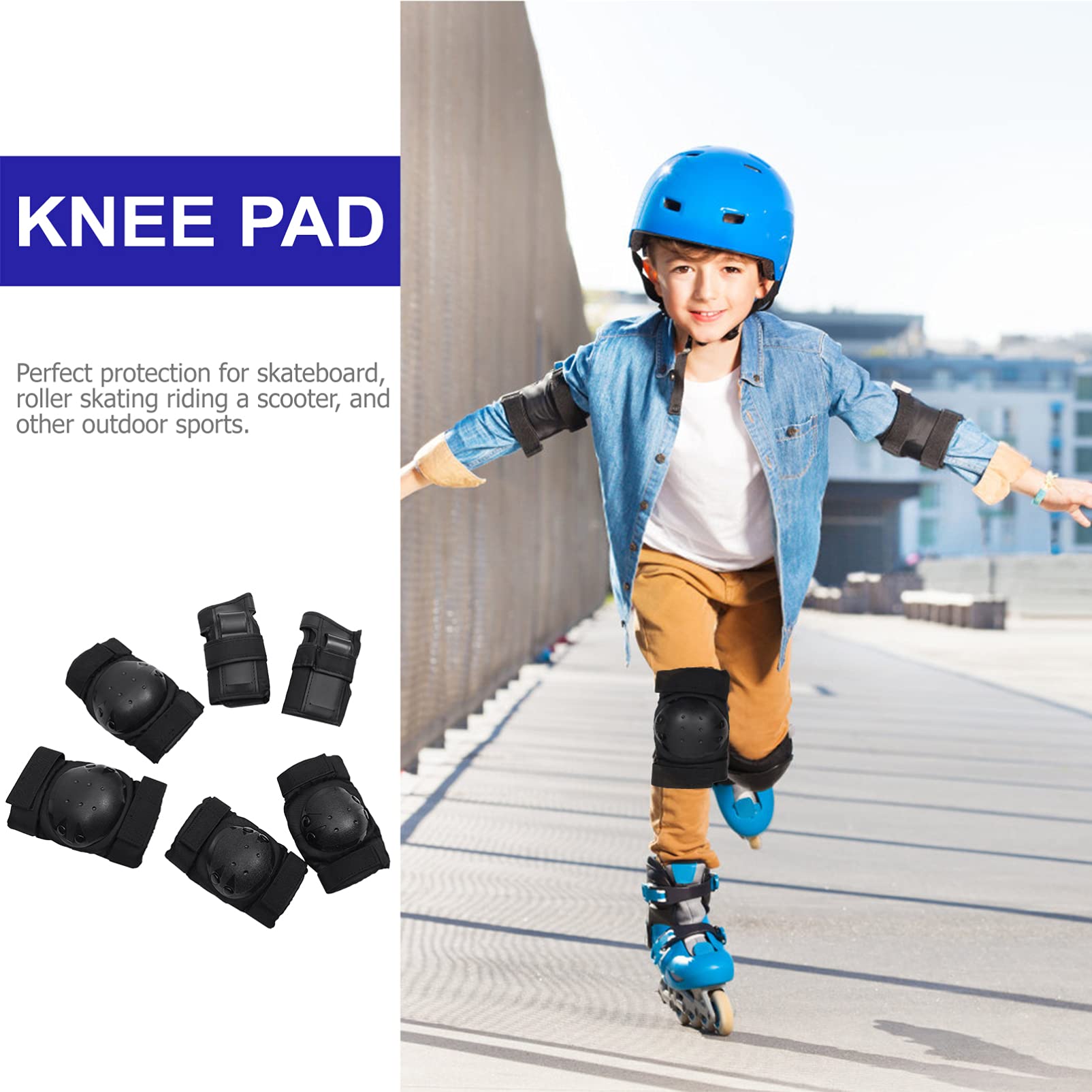 BESPORTBLE Skateboard Protector Elbow Pad Knee Pad Hand Protector 6pcs Protective Gear Set