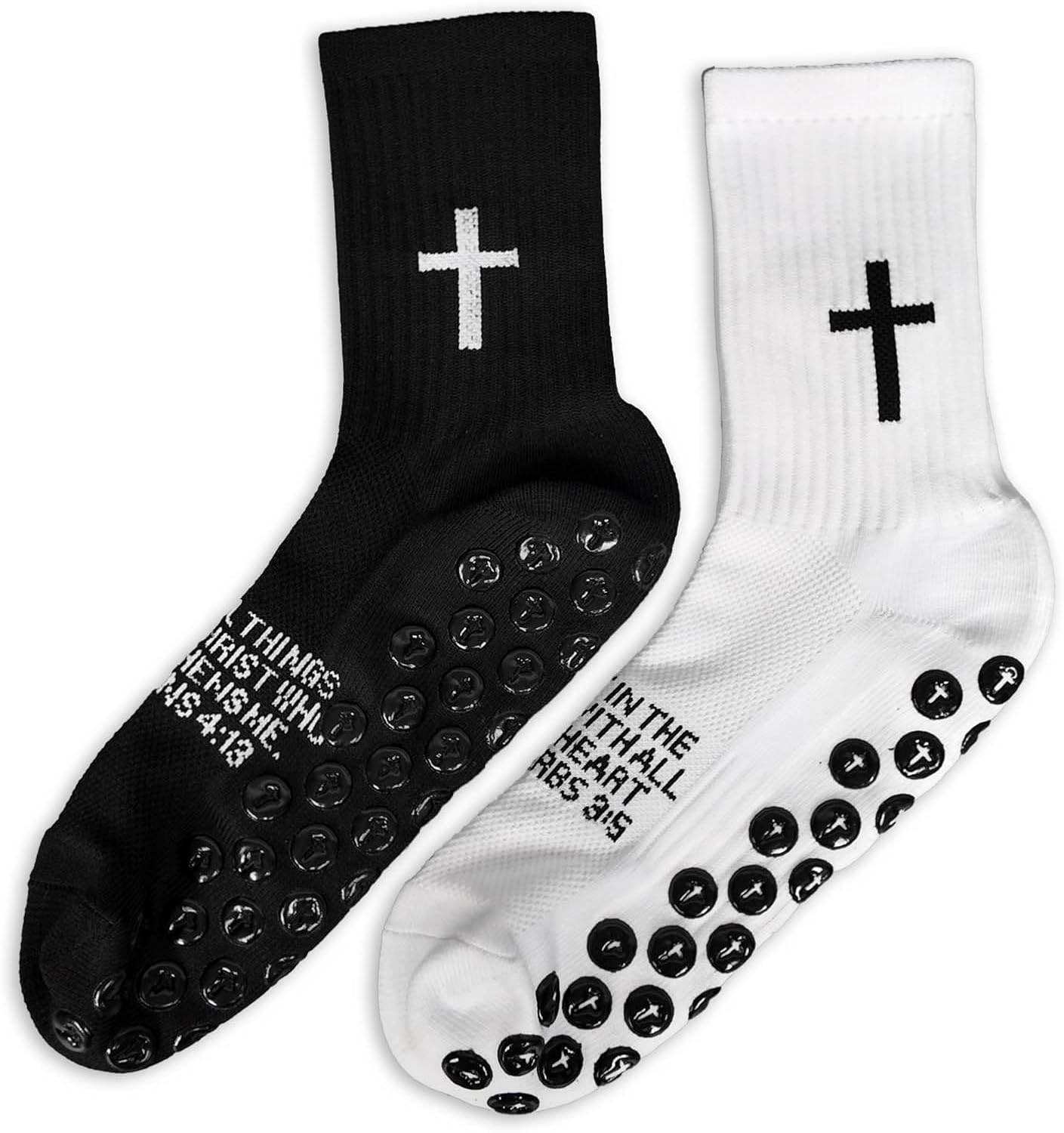 4 Pairs Cross Grip Soccer Socks Anti-Slip Christian Sports Sock Religious Faith Sock with Rubber Dots - Image 6