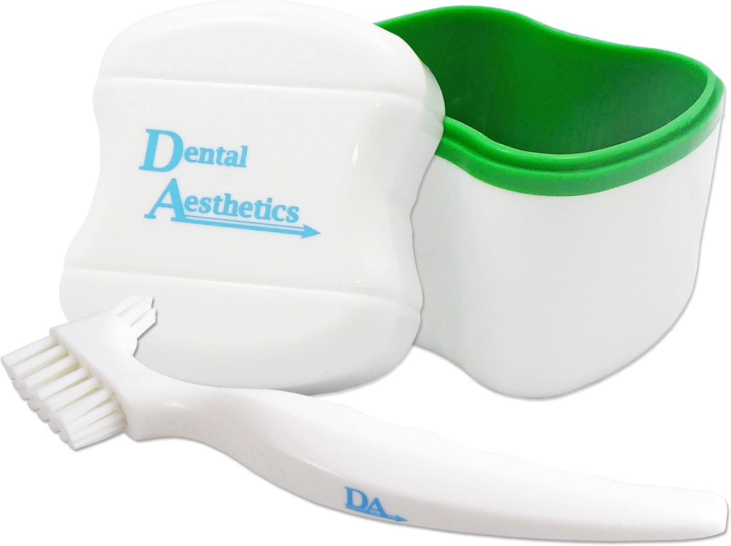 Denture Bath & Brush Storage Container for Soaking Dentures, Brush