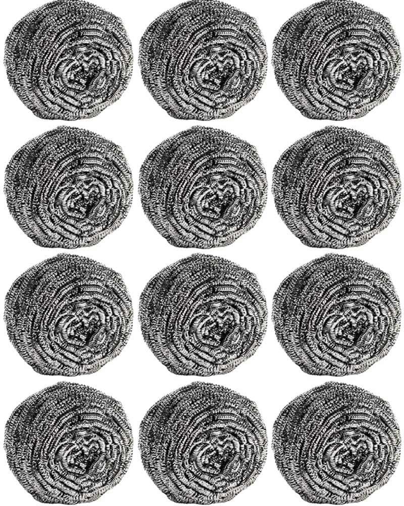 vkwe 12 Pcs Stainless Steel Sponges Scrubbing Scouring Pad, Stainless Steel Scrubber Kitchen Scrubbers for Dishes Household Surfaces Scouring Pads for Kitchen Removing Rust Dirty Cookware Cleaner
