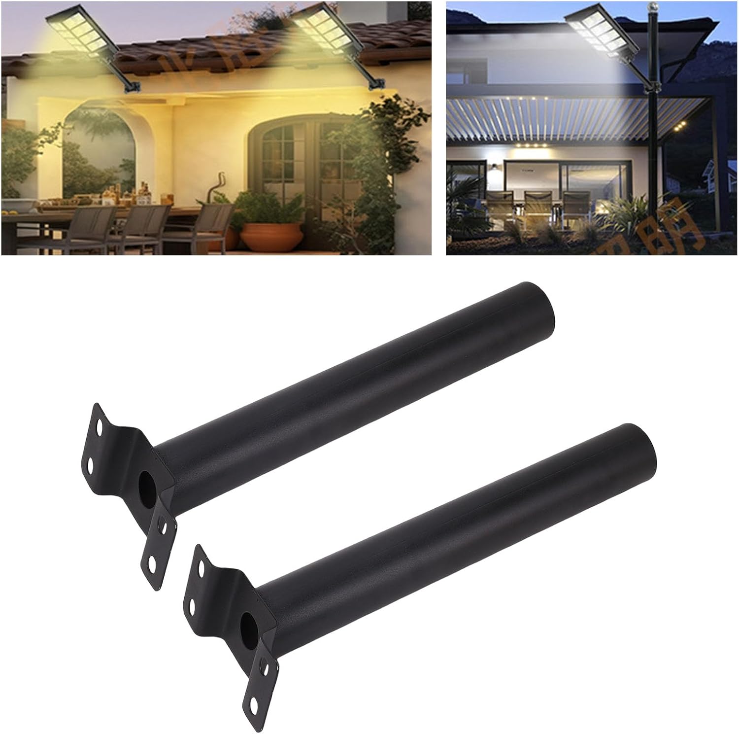 FTVOGUE Light Pole Mount Bracket Adjustable Angle 180 Rotation Alloy Steel Solar Street Light Mounting Bracket for Barn Lights Outdoor Post Lights