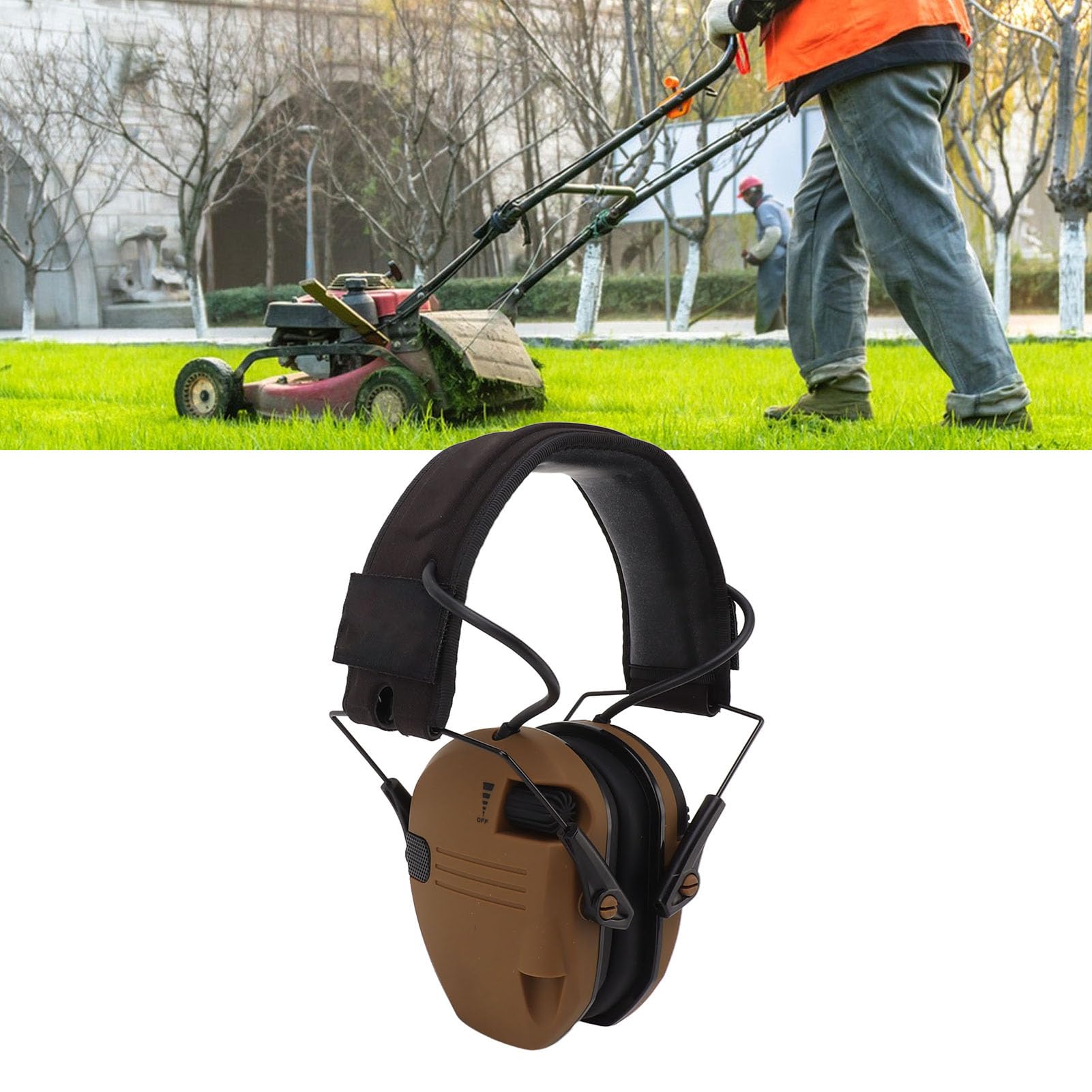 Haofy Protección Auditiva Electrónica con Micrófono Direccional Amplificación de Sonido de 82 DB Diseño ABS Plegable para Campo de Tiro, Trabajo Al Aire Libre, Almacenamiento Compacto (Caqui)