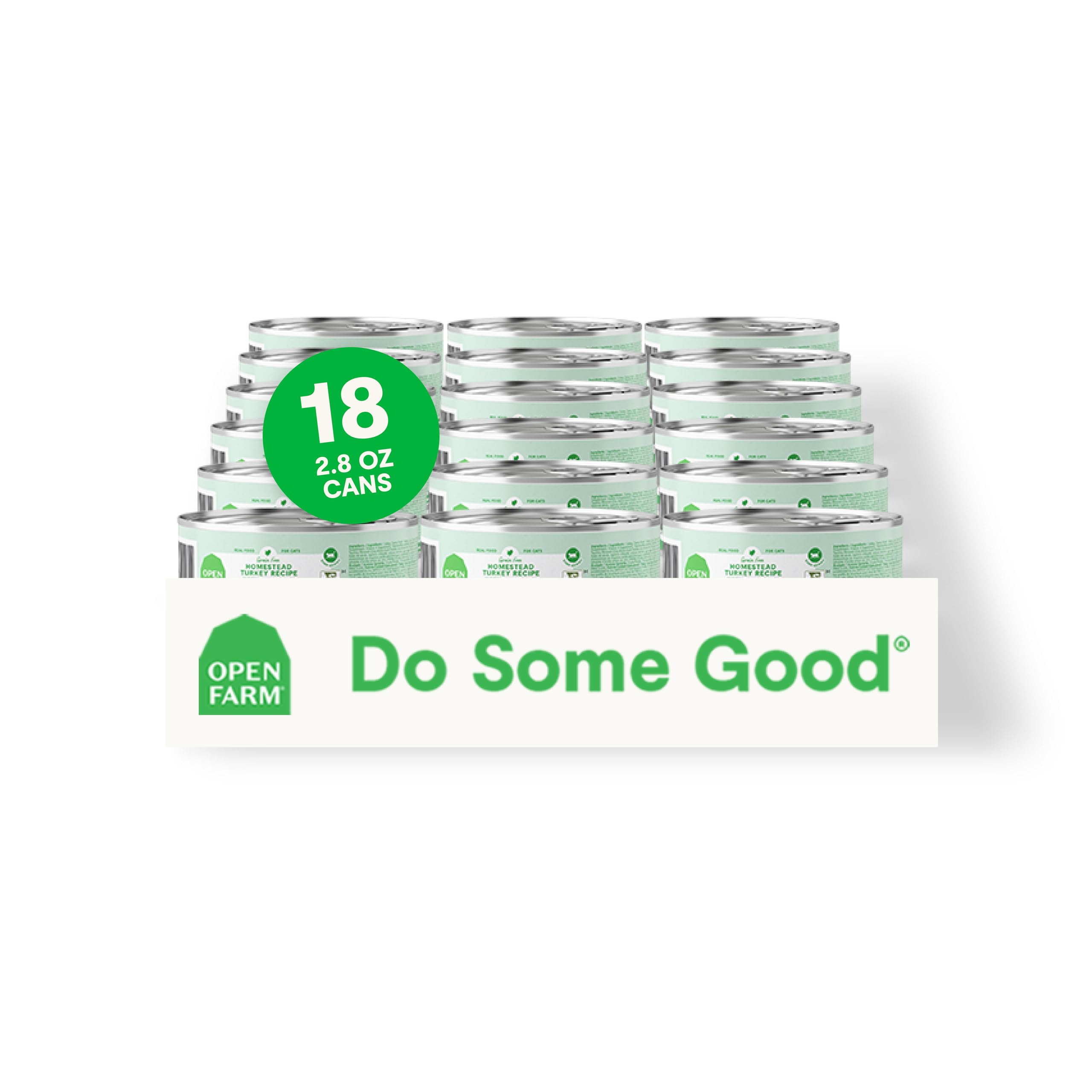 Open Farm Canned Cat Food, Paté for Complete & Balanced Nutrition, Grain-Free and Legume-Free Wet Cat Food, Homestead Turkey Recipe, 2.8oz Cans (Case of 18)