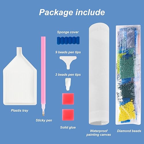 Miniatura 5 de Stalente Kits de pintura de diamantes para adultos, kits de arte de diamantes 5D para principiantes, pintura de diamante redonda para decoración de