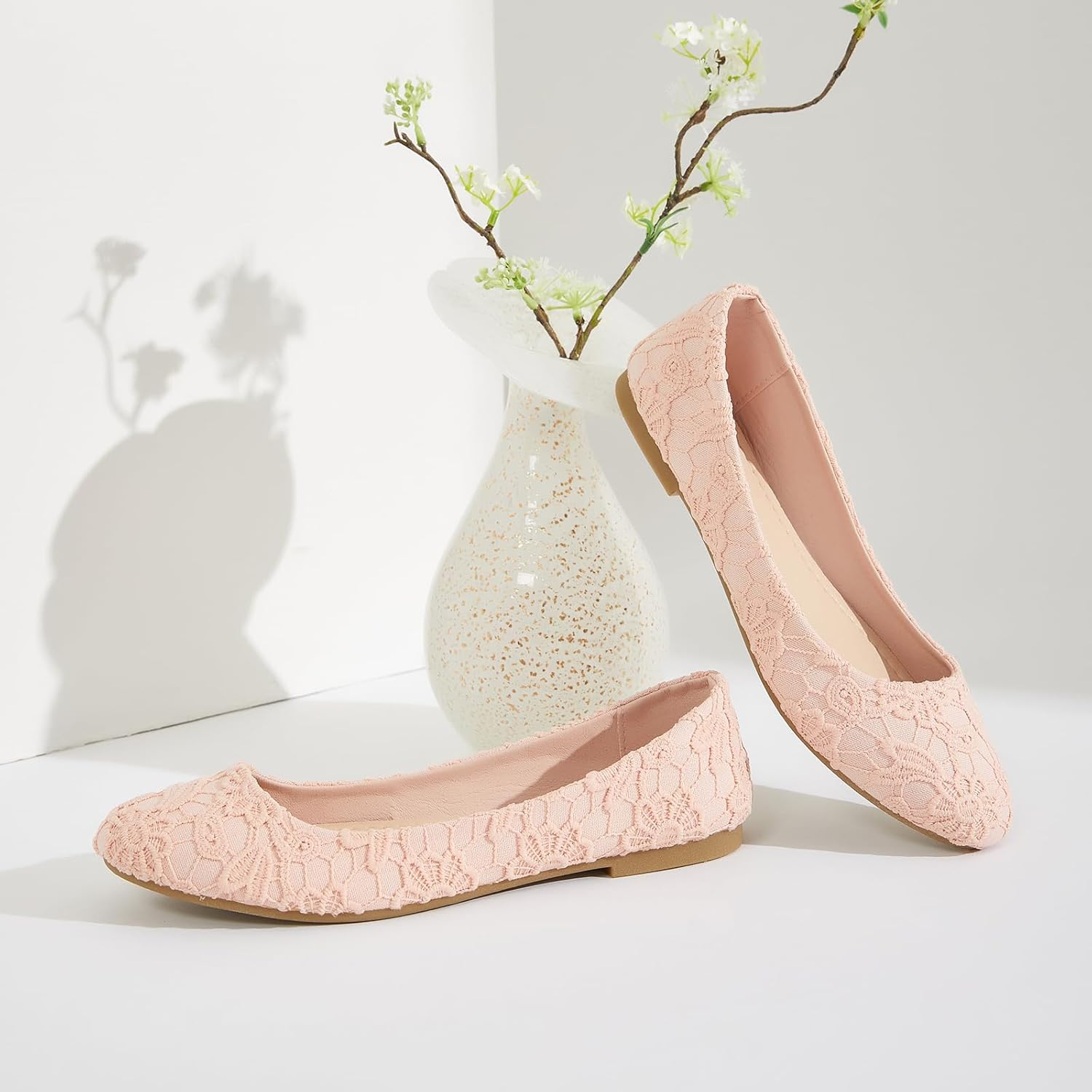 Dress Shoes for Women Round Toe Flats Shoes Lace Ballet Flats Dressy Comfortable Foldable Flats Low Heel - Image 3