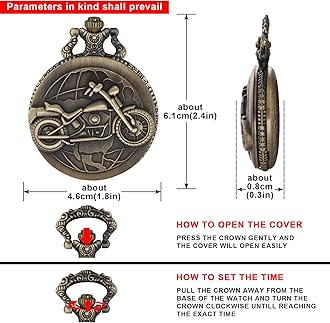 Vintage Punk Motorcycle Pocket Watch Quartz Bronze Steam Train Pocket Watch Men Women Gift for Christmas Birthday