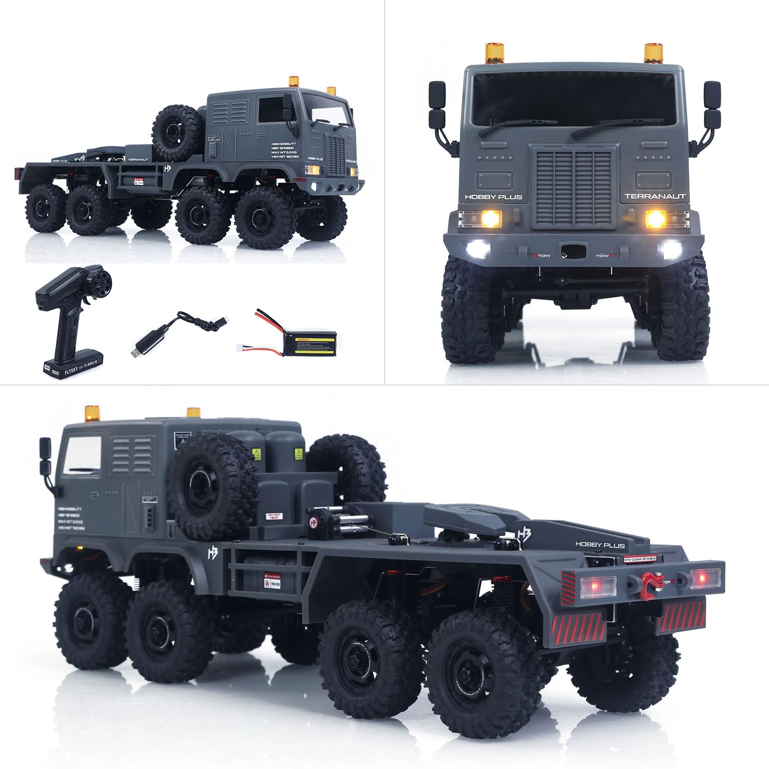 TOUCAN RC HOBBY Deutsches Lager RTR 1/18 Funks teuerung Militär-LKW 8 * 8 RC Off-Road-Fahrzeug 280 Bürsten Motor-5. Rad-Seilwinde Metall Haken Allrad-Lenkung