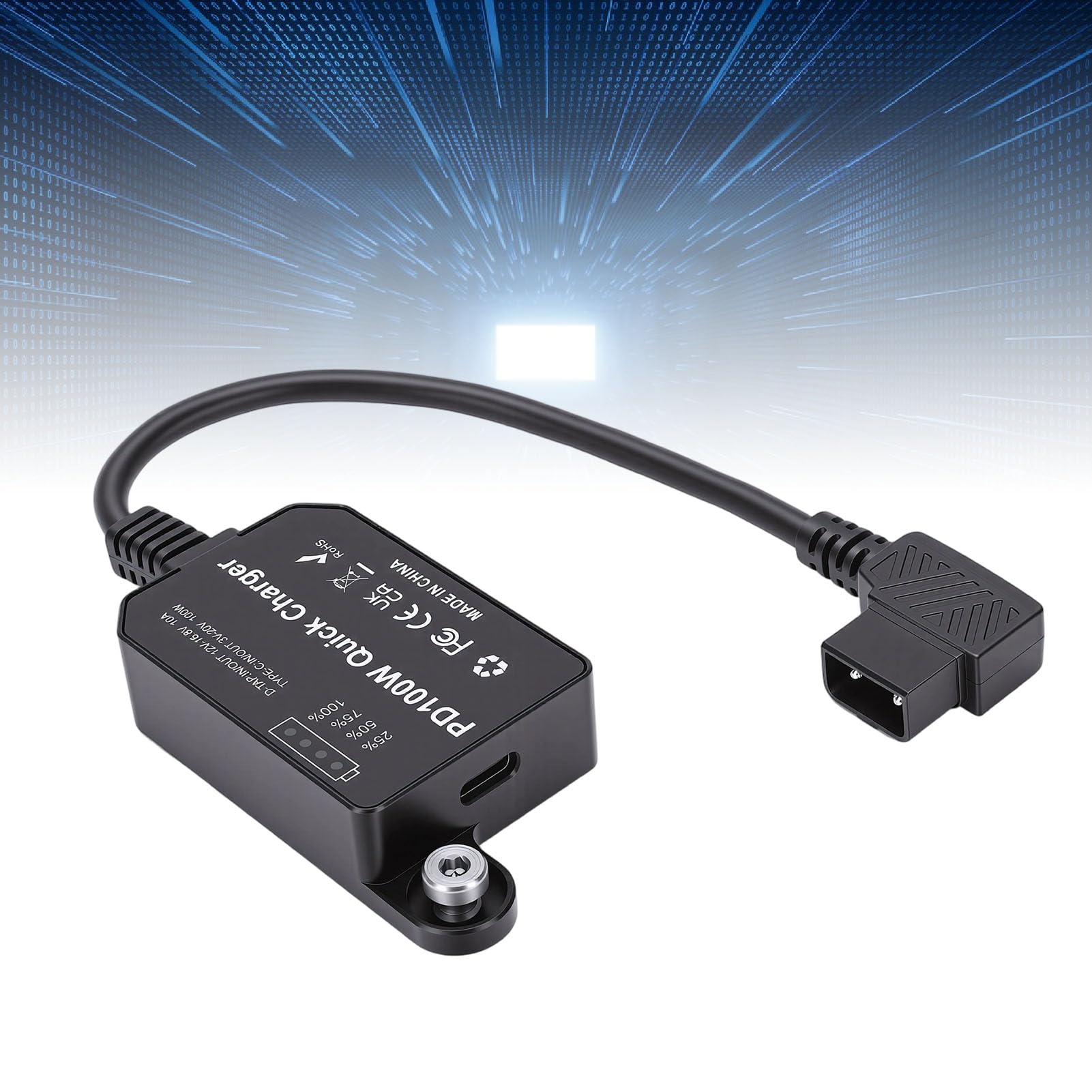 Adaptador de Alta Potencia con Cargador Rápido D Tap to Type C, Ideal para Usuarios de Cámaras y Baterías con Montura V