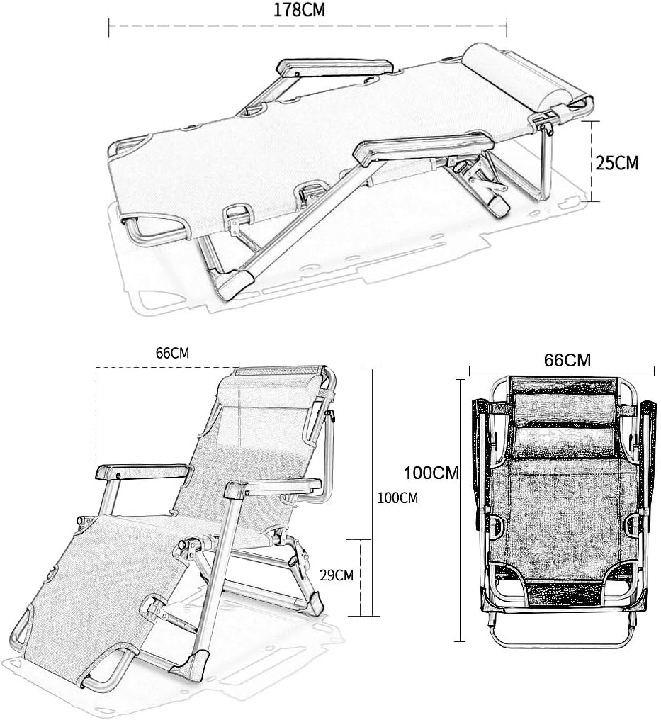 Sun Lounger Recliner Chairs Outdoor Garden Chair Folding Reclining Chairs with Adjustable Headrest for Patio, Beach,Lawn, Camping Leisure Relaxer Chair (Blue)