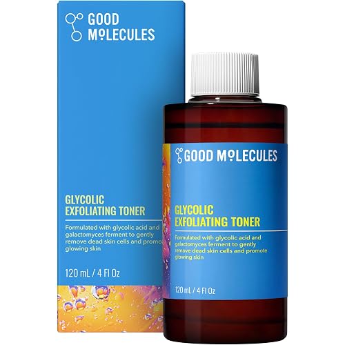 Good Molecules Glycolic Exfoliating Toner, AHA Toner for Face, 4 fl oz | Gently removes dead skin cells with glycolic acid and galactomyces to promote glowing skin. Night use with daytime SPF.