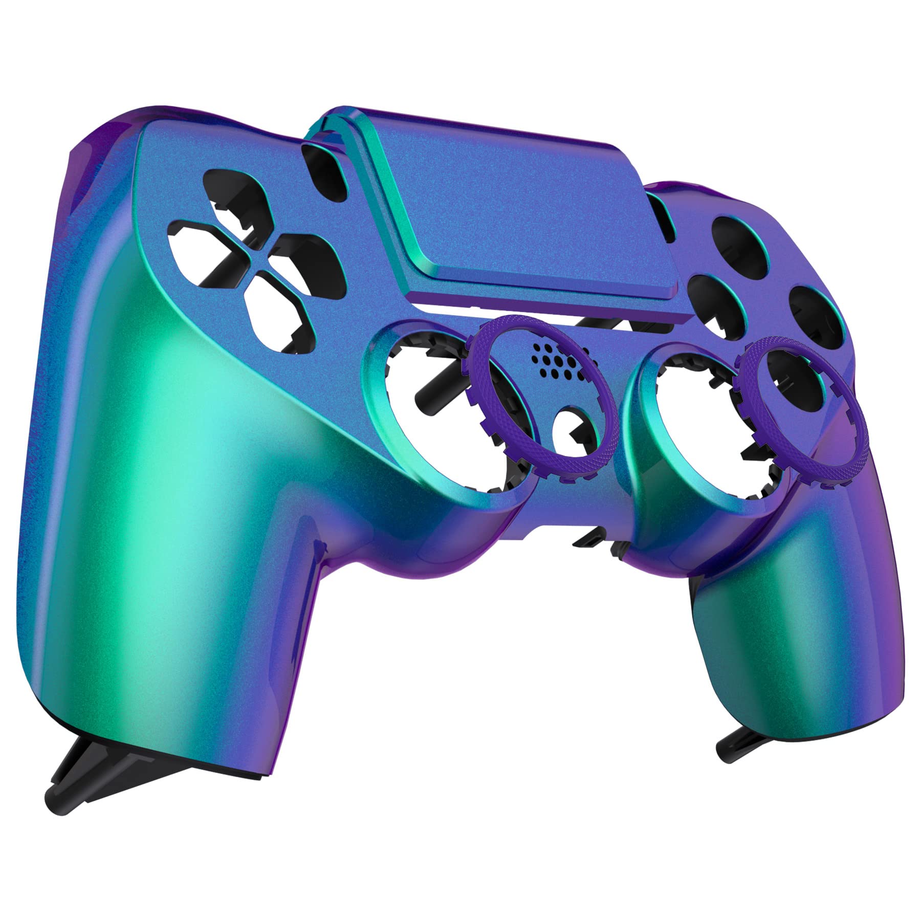 eXtremeRate Ghost Faceplate&Touchpad & Anelli di accento per controller ps4 JDM-040/050/055, set di ricambio fai da te per PS4 Pro Slim Controller Verde Viola (senza gamepad)