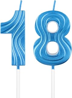 Blue Number Candles,Number 18 Birthday Candle,Sapphire Blue 18th Birthday Candle,Deep Blue Cake Topper Decorations for Graduation Ceremony Night Blue Birthday Anniversary Celebration Supplies