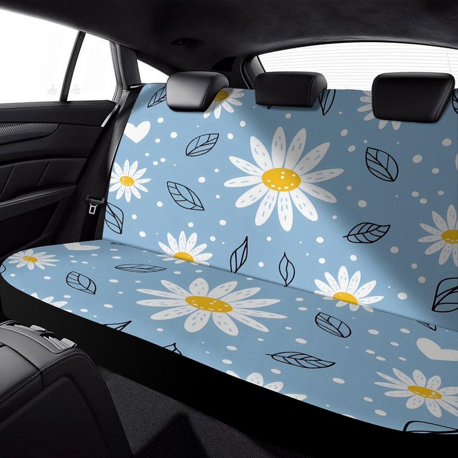 Daisy Flowers Car Seat Cover Print Rear Bench Seat Cover Car Seat Protector Car Interior Accessories for Women Men