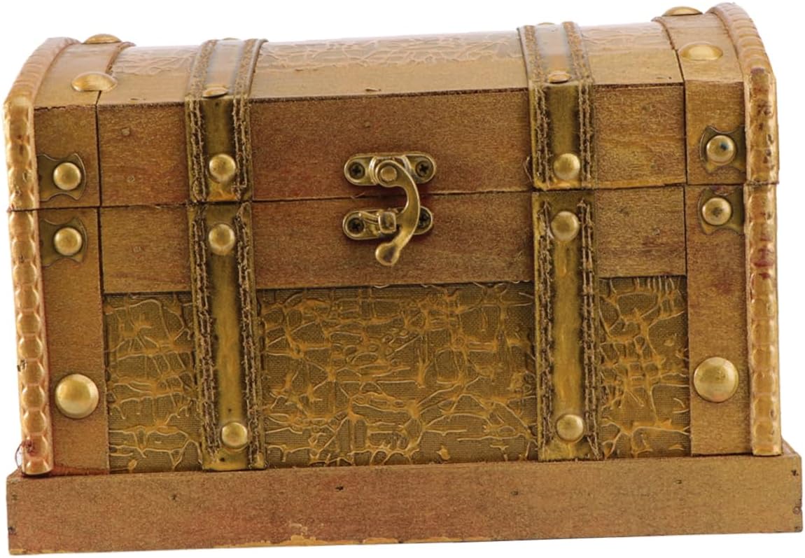 STOBAZA Wooden Vintage Box Vintage Jewelry Storage Retro Wooden Treasure Chest Decor