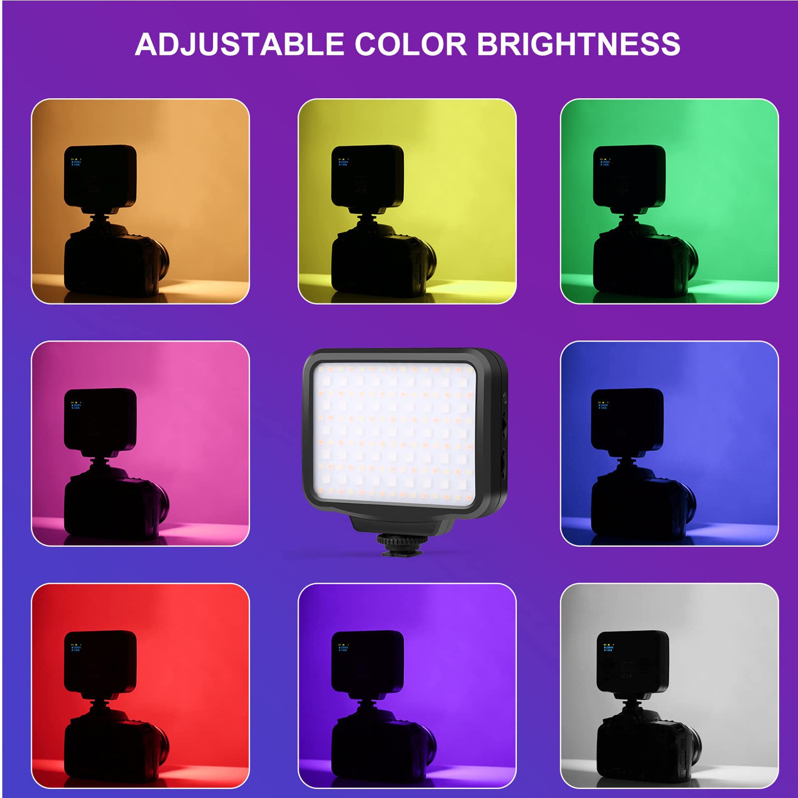 Luce Video RGB, Illuminazione Fotografica a LED Portatile a Colori a 360°, CRI 95+ 2500-9900K Lampada da Pannello Ricaricabile Dimmerabile da 5200 MAh per Vlogging
