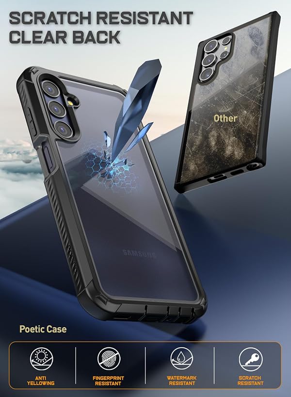 Poetic Guardian Case for Samsung Galaxy A25 5G, [2 Front Frame] [20 FT Mil-Grade Drop Tested] Full-Body Hybrid Shockproof Cover with Built-in Screen Protector, Black/Clear by Poetic - Image 4