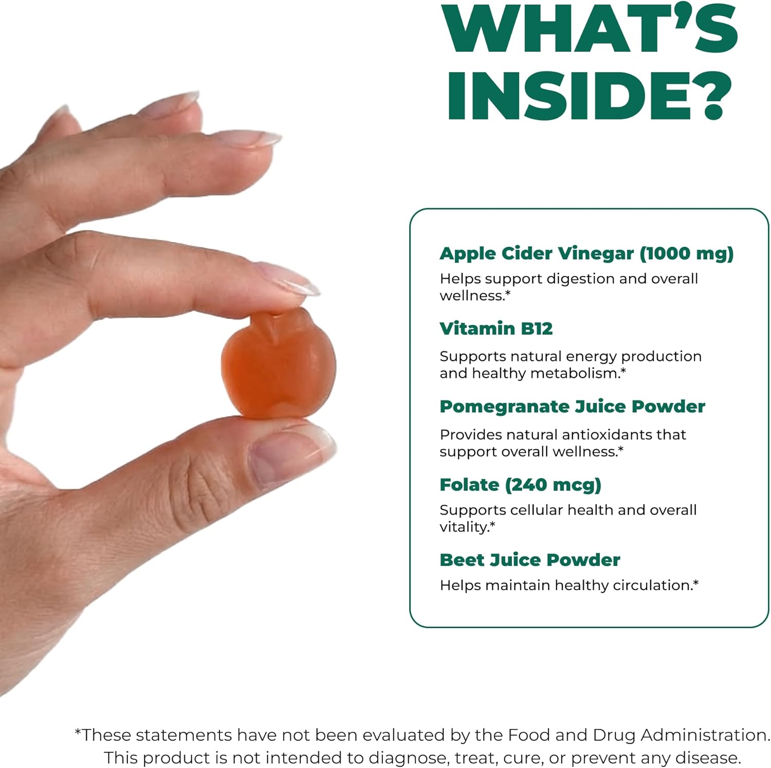 Apple Cider Vinegar Gummies 1000mg – Fermented ACV Gummies for Belly Fat Metabolism* – Weight Management Booster, Digestion, & Heart Support* – with Beetroot and Vitamin B12 – 60 Count - Image 4