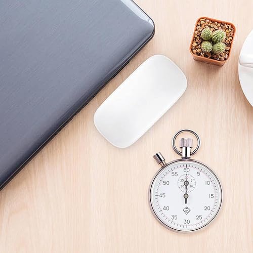 Vista 5 de Cronómetro analógico mecánico de acero inoxidable con temporizador de mano de pausa para correr, entrenamiento y experimentos