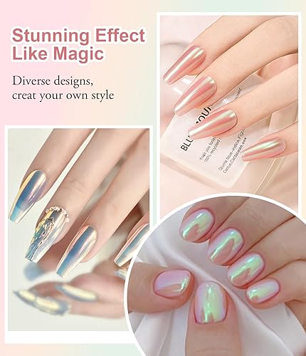 Miniatura 5 de Polvo de uñas 100% cromado BISHENGYF Super NO.1 Polvo de cromo de efecto metálico para uñas Oro Plata Rojo Láser Holográfico Blanco Perla Nai l