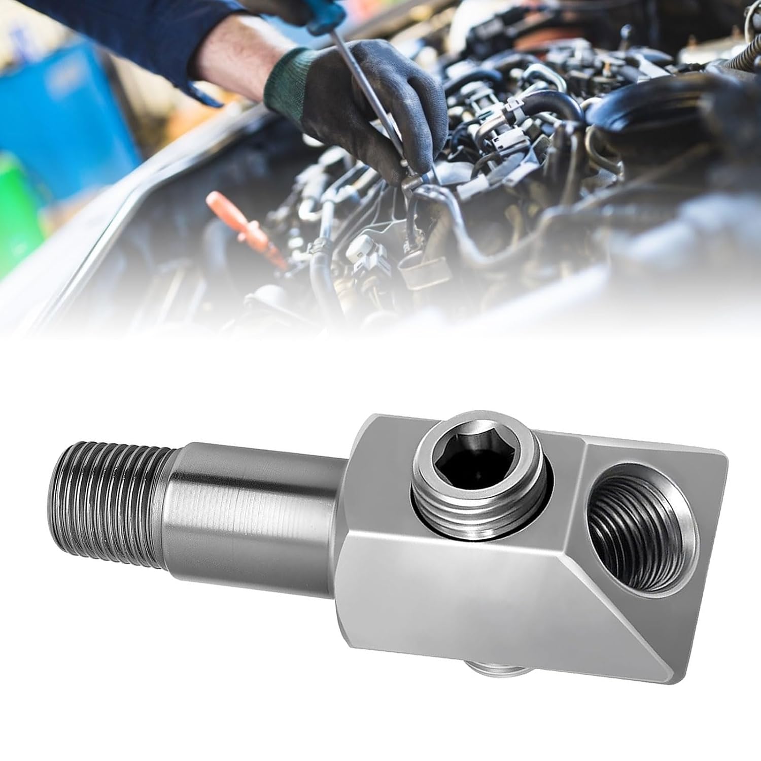 Garosa Oil Pressure Sensor Adapter Stainless Steel for Small Block 305 350 Engine with 45 and 90 Degree Female Ports