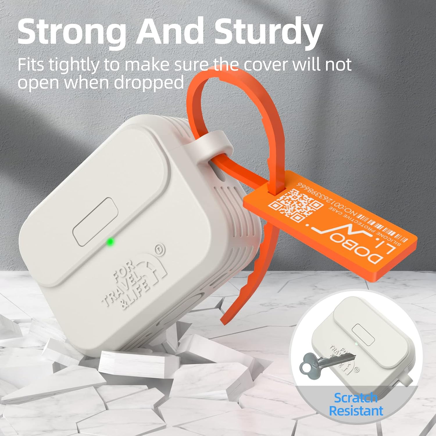 AirPods Pro 2nd/1st Generation Case Cover,Secure Lock Full Protective Silicone Skin Accessories for Women Men with Apple AirPods Pro 2022/2019 Charging Case,Design by Doboli,Rock White