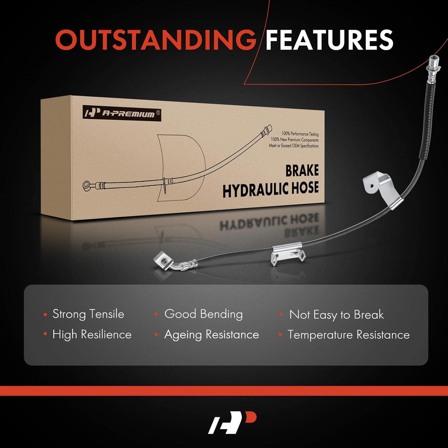A-Premium Front Passenger Brake Hydraulic Hose Compatible with Chevrolet Silverado 2500/3500 07-10, Suburban 2500 07-13 & GMC Sierra 2500/3500 HD, Yukon XL 2500 & Hummer H2