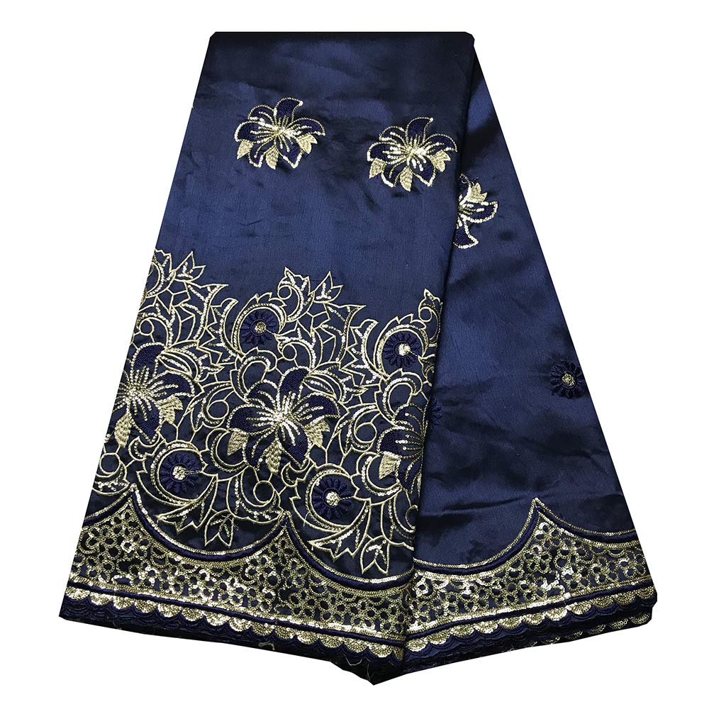 Embroideried Women George Lace Fabric Dark Blue Sequins Men Swiss Cotton Fabric 5 Yards