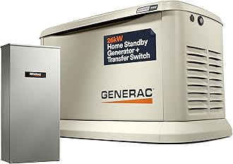 Generac Guardian 26kW Home Standby Generator with 200 Amp Transfer Switch - Automatic Whole House Backup Power for Storms, Emergencies, and Outages, WiFi Enabled, Runs on Natural Gas or Liquid Propane