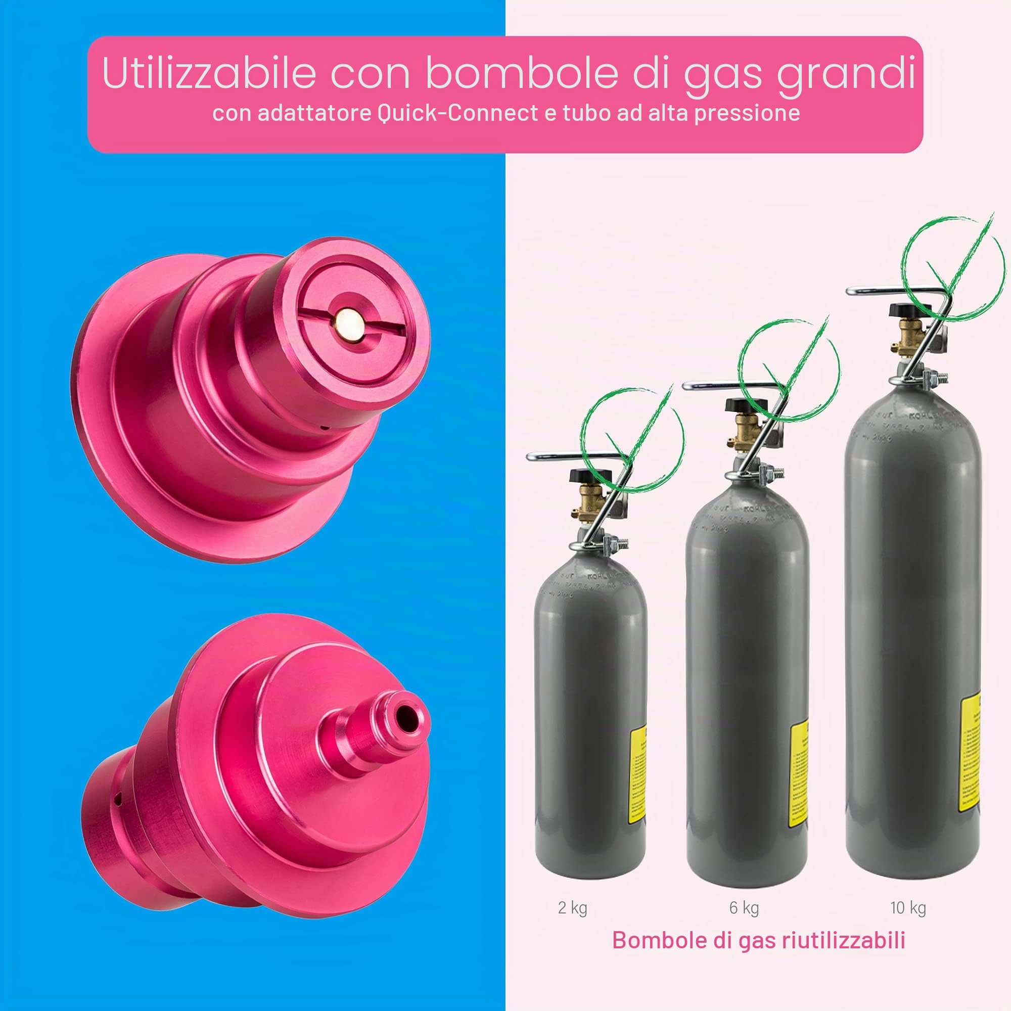 Tubo adattatore ad alta pressione CO2 per Sodastream DUO QUICK CONNECT QC | Tubo gasatore CO2 | collegamento diretto (lunghezza 1,5 m)