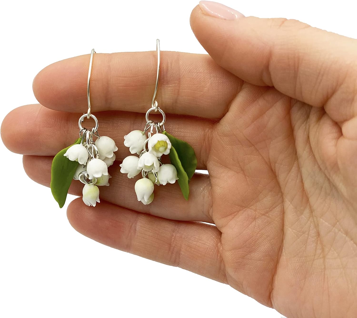 Lily of the valley flower earrings statement nature jewelry