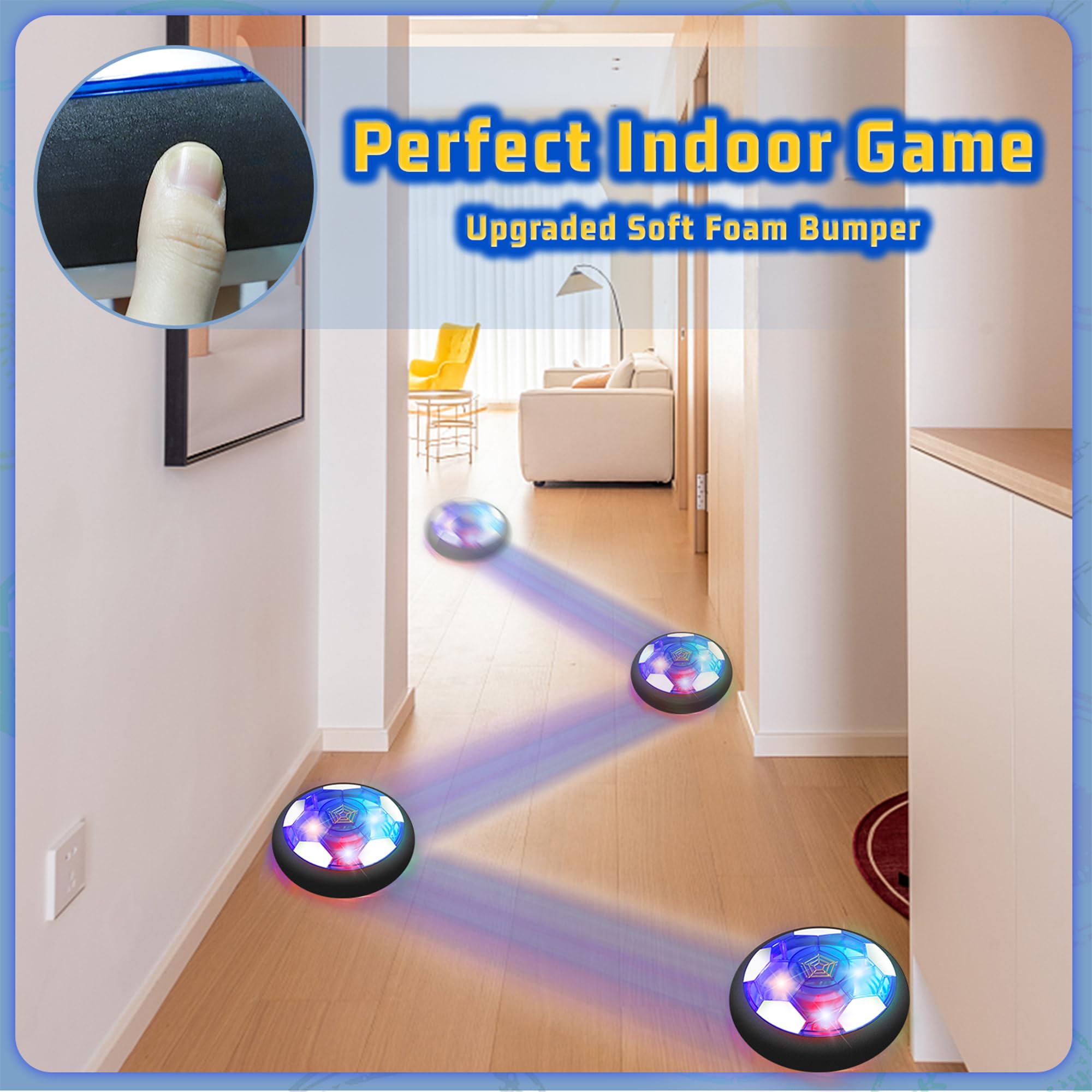 SUNNOW Pallone Calcio Fluttuante - 3-in-1 Ricaricabile Air Hover Calcio Bambini con 2 Porta da Calcio per Bambini Pallone Fluttuante Giocattoli Sportivi per Bambini 3 4 5 6 7 8-12 Anni Natale Regalo