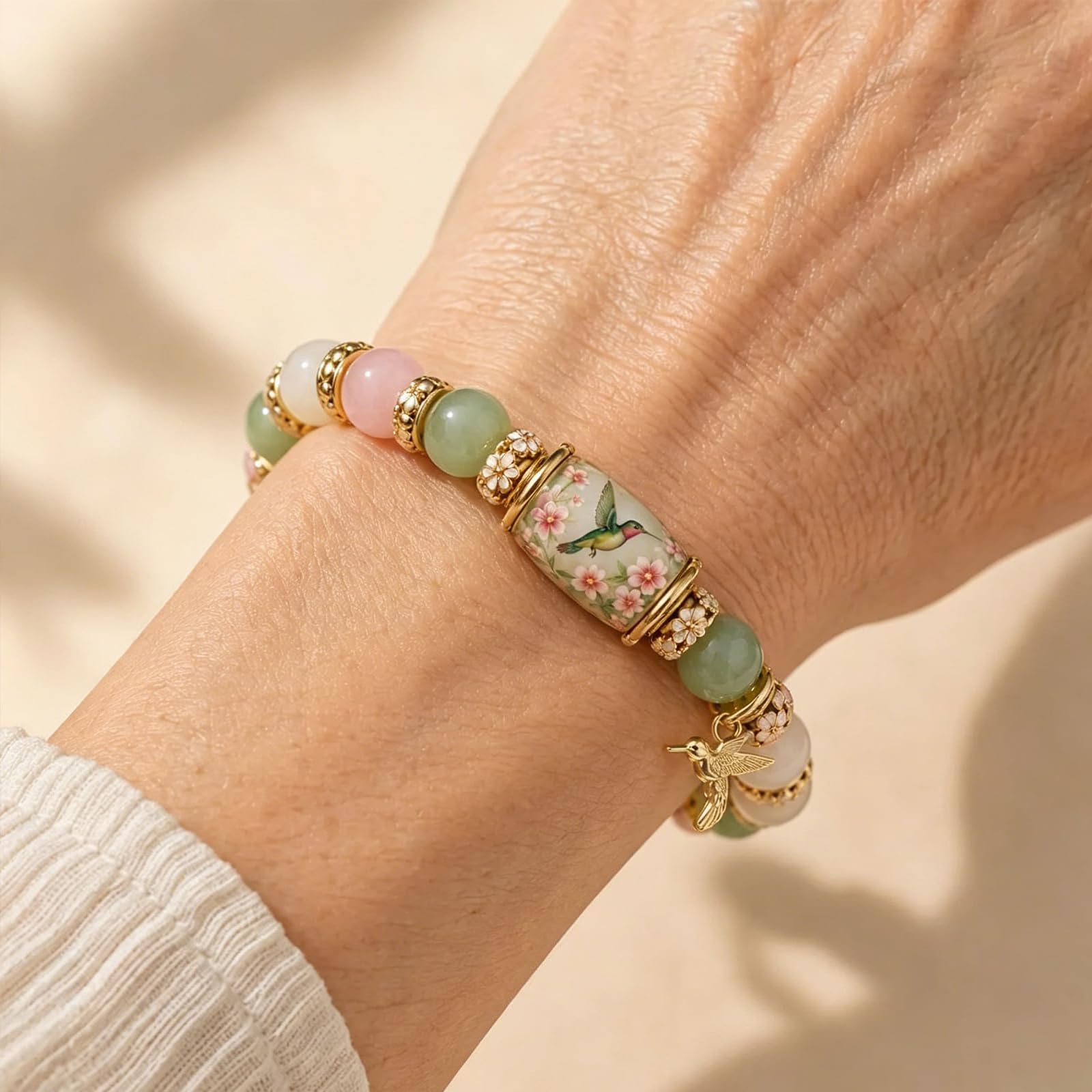 Generico Bracciale Bluebird Blessings con confezione regalo, braccialetto di benedizione della farfalla colibrì, braccialetto ispiratore con ciondolo a forma di uccello per donne e uomini