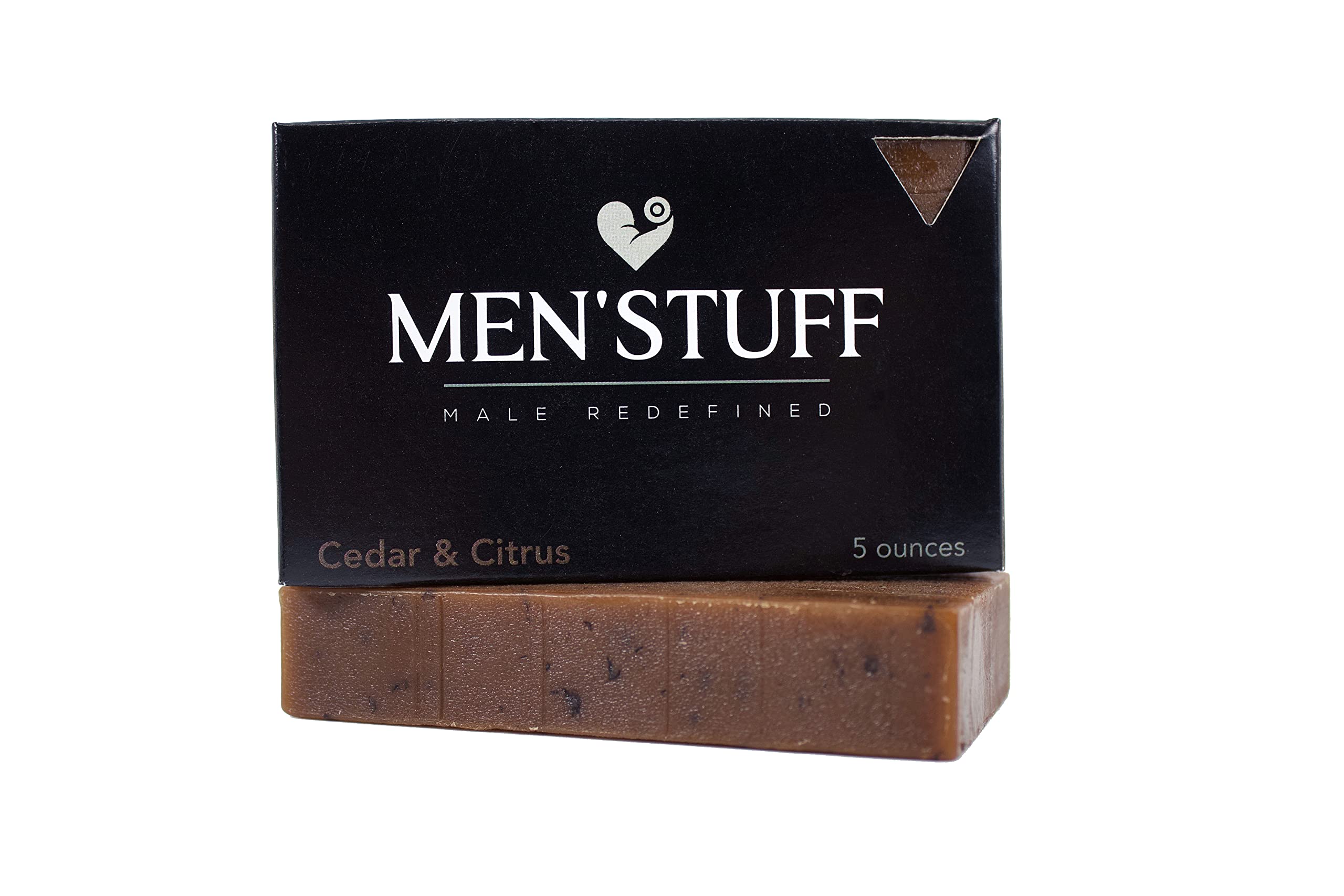 Men'Stuff Mens Bar Soap Natural Body Wash Face Soap with Organic Essential Oils and Mineral Salts - Cedar & Citrus Soap Bar for Men - Male Redefined (5 oz. Bar)