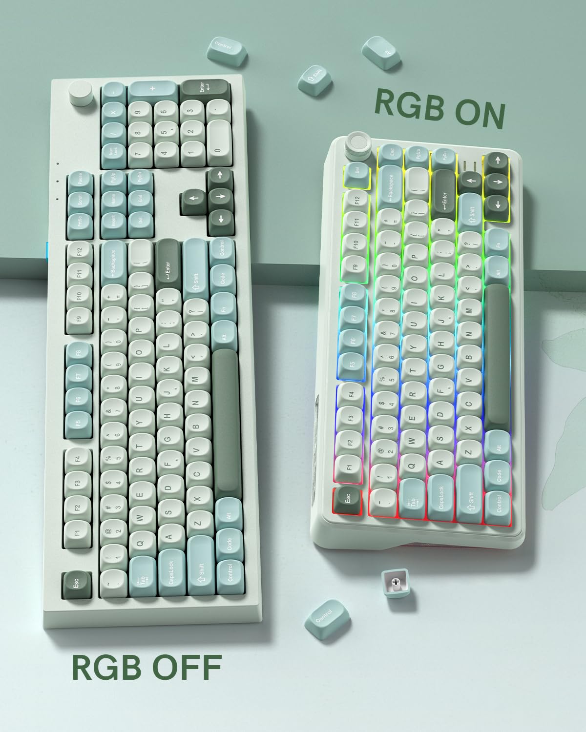 Womier キーキャップ MOAプロファイル PBT染料昇華キーキャップ 126キー | MXチェリースイッチ対応, ANSI 60%/75%/96%/104%, カスタムキーボード用, メカニカルキーボード対応