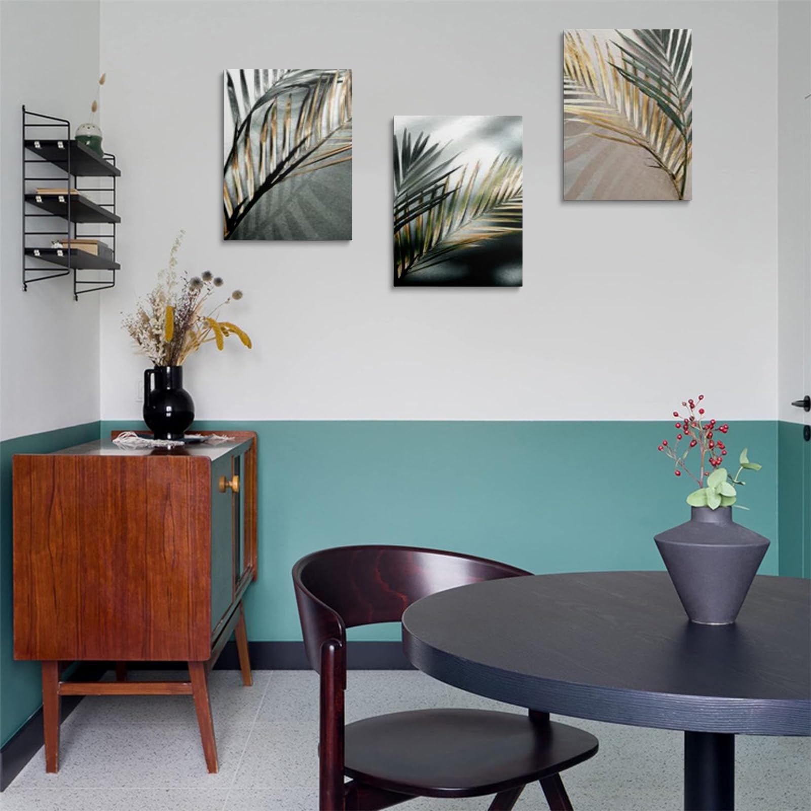 prinfantasy Framed Canvas Wall Art 3Pcs Modern Aesthetic Green Plant Home Decor Poster Painting Decoration for Bedroom Living Room Office Ready to Hang 30x40cm 0508 - Image 4