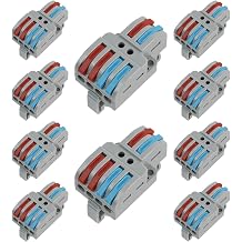 10PCS DIN Rail Wiring Connectors,2 in 4 Out Quick Wire Terminal Blocks,Push-in Lever Wire Connectors