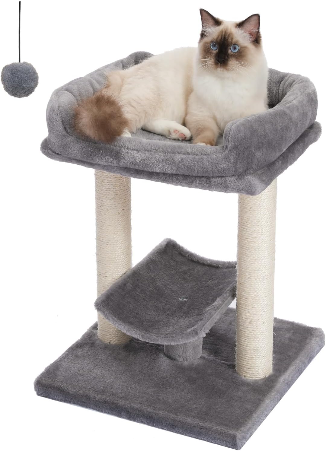 MECOOL 4in1 Small Cat Tree,Scratching Post with Tower Soft
