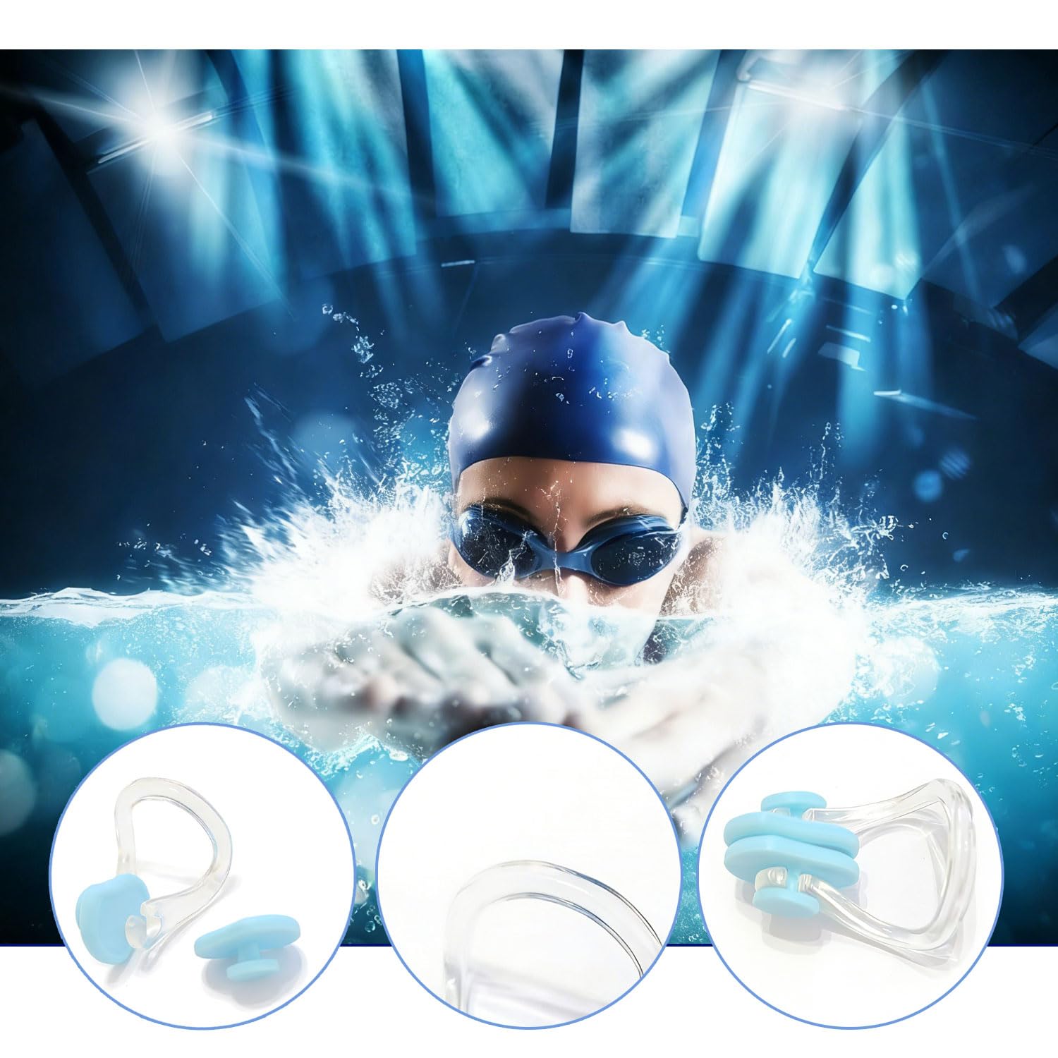 leersao Nariz para Natación, Pinzas De Nariz, Silicona Impermeable Clip, Clips De Nariz para Nadar para Nadadores Profesionales
