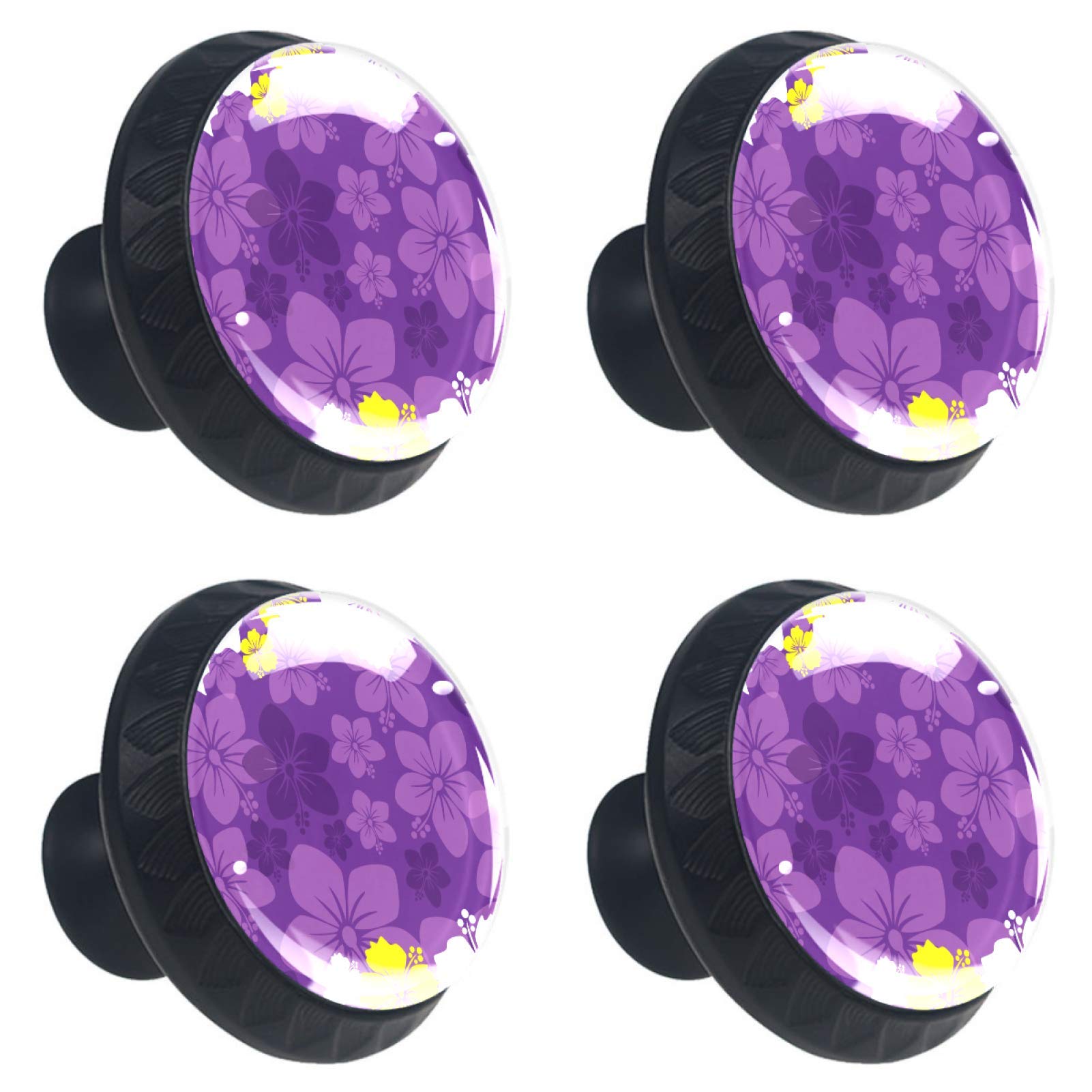 Boutons de tiroir en cristal violet floral 30 mm de style haut de gamme