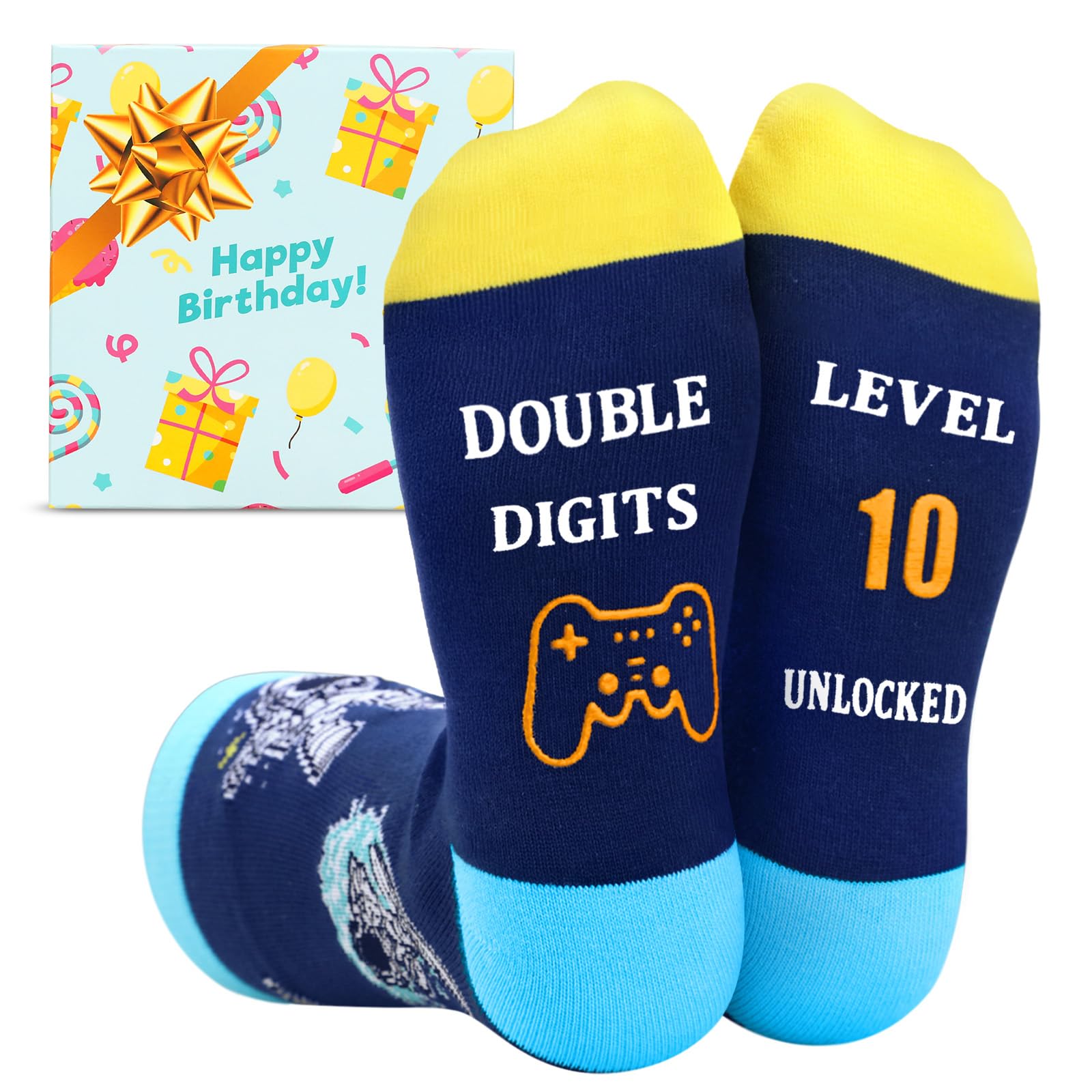 Zeno Unisex Kids Astronaut Socks Birthday Gifts For 10 Year Old Boys – Cool Socks With Fun Design, Awesome Birthday Gift For 10 Year Old Boy, Level 10 Unlocked