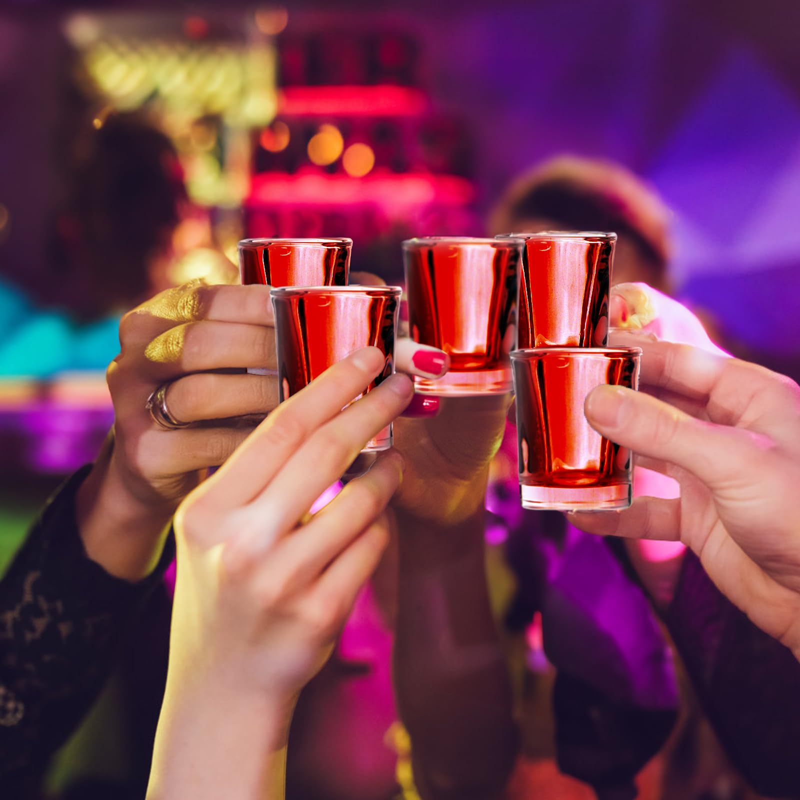 Lot de 30 verres à shot à base lourde, 62,4 g, verres à whisky carrés en vrac, petites tasses en verre épais pour vodka, tequila, expresso, liqueur, fournitures idéales pour les fêtes de bar