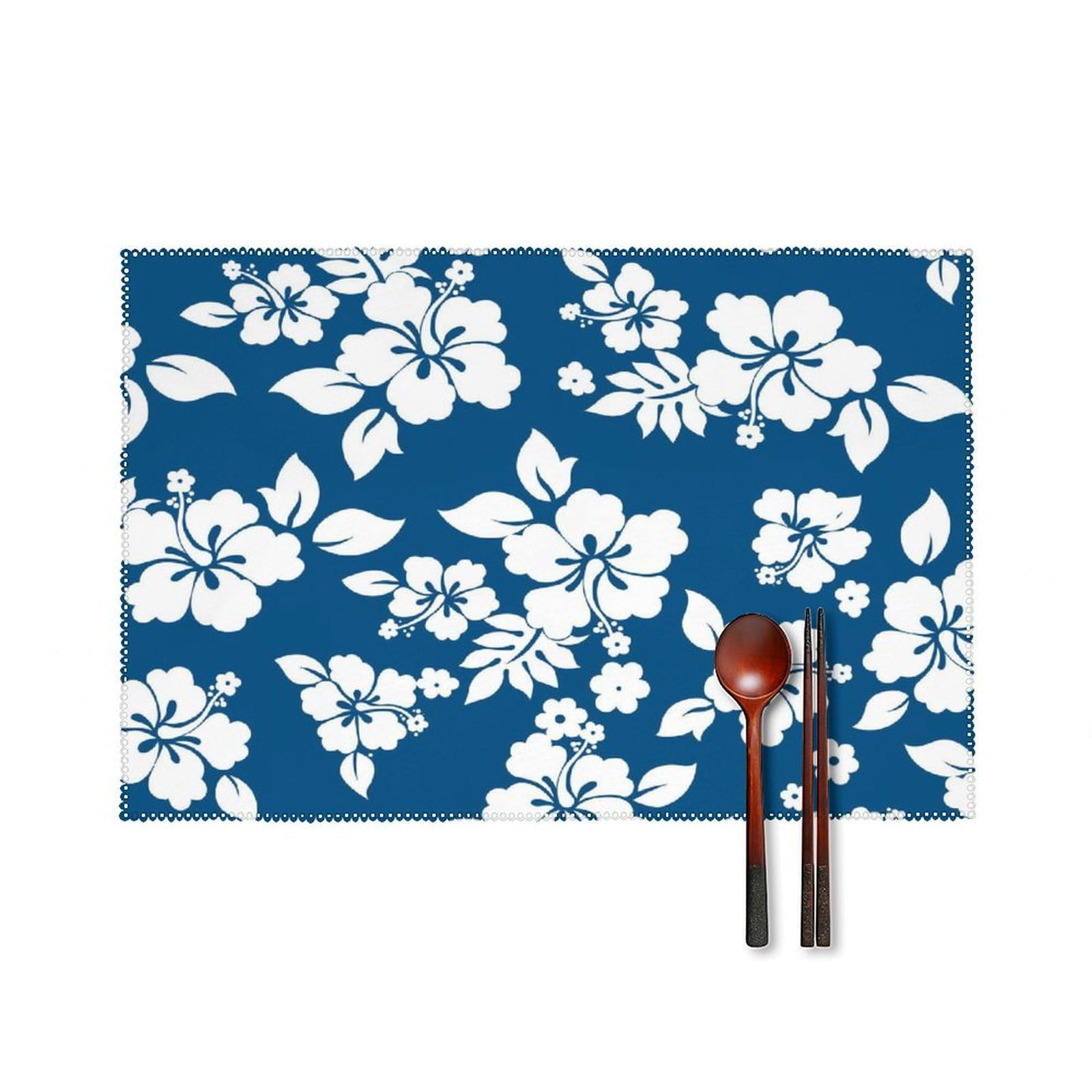 Hawaii Flower Placemats Set of 4 Heat Resistant Non-Slip Place Mats Wipeable Easy to Clean Table Mats for Kitchen Dining Party Outdoor Placemats