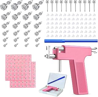 225PCS Ear Piercing Gun Kit Ear Piercing Kit with 12 Pairs of CZ Stainless Steel Ear Stud Earrings Nose Piercing Tools with Multi-Purpose Ear Gun for Salon and Home Use Piercing