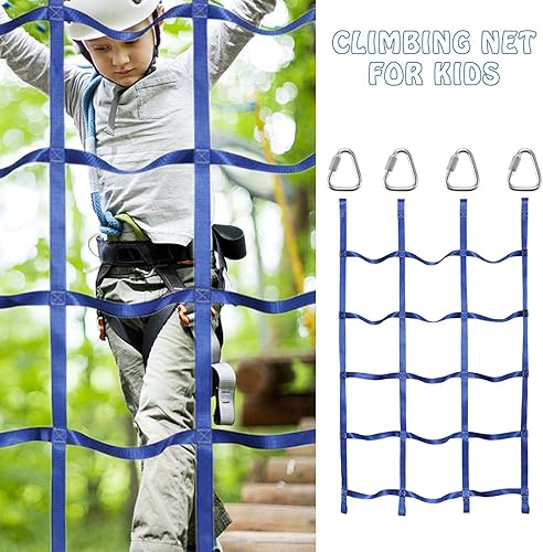 Miniatura 5 de Red de escalada para niños al aire libre  Red de carga de escalada  71 x 43 pulgadas escalera de cuerda de poliéster para gimnasios de la selva,
