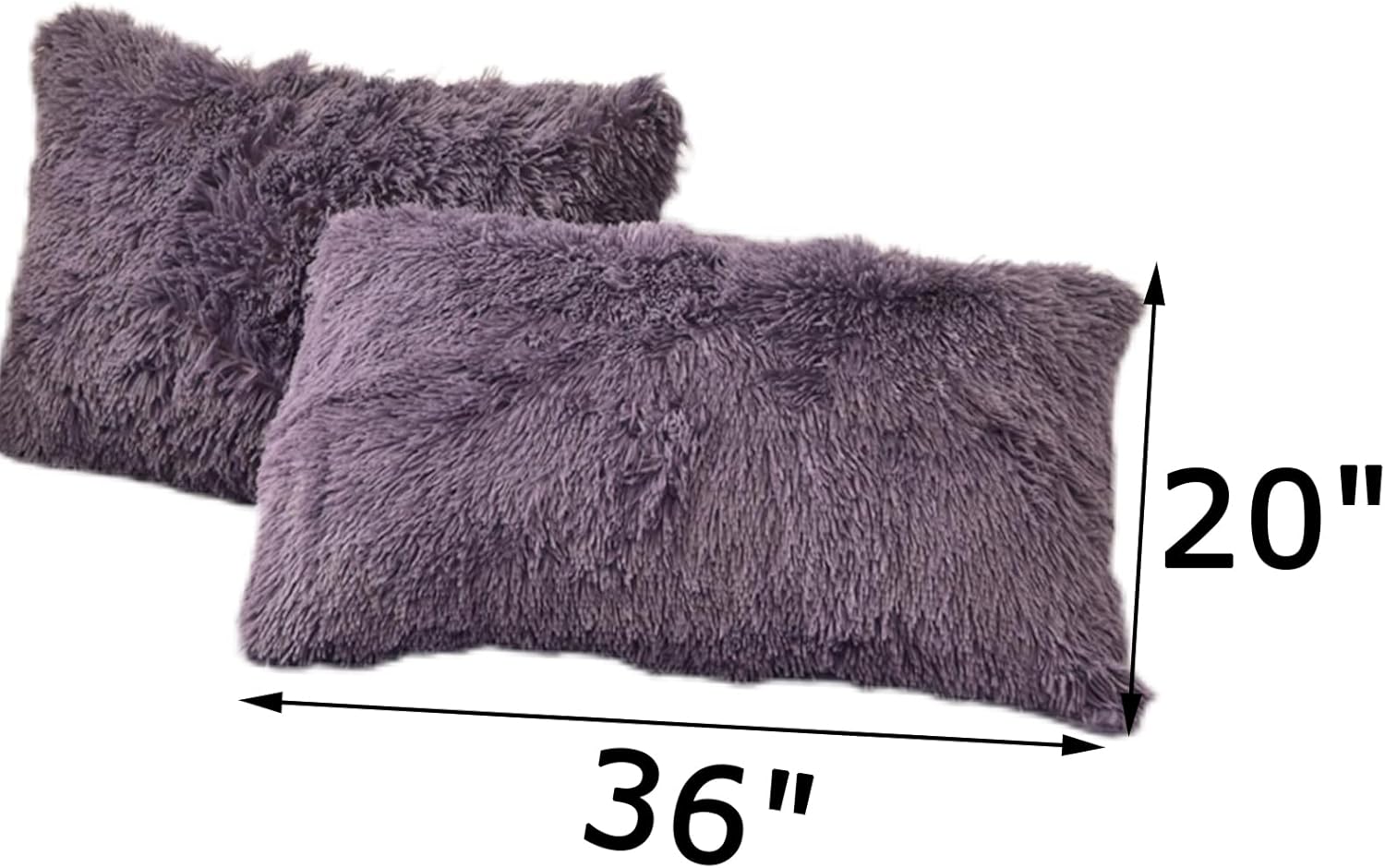 MorroMorn Decorative Pillows Covers, 2 Packs Faux Fur Pillow Cases, Luxury Shaggy Throw Pillowcase Cushion Shams with Zipper Closure Room Decor for Couch Sofa Bed (Dark Purple, King/Cali King) - Image 2