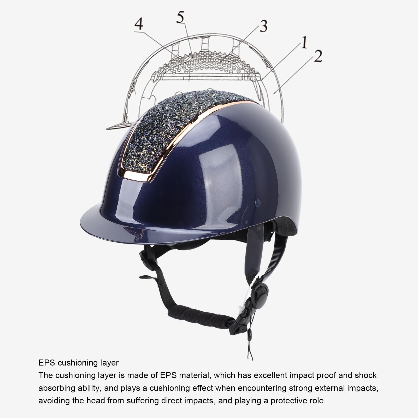 Casco para Montar a Caballo, Casco Ecuestre Protector Transpirable Ajustable ABS EPS con Forro Desmontable, para Equipo de Equitación (L)